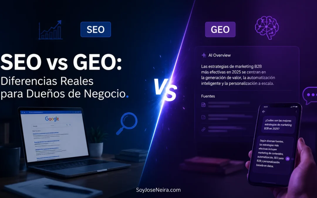 SEO vs GEO: qué cambia para tu negocio cuando la IA responde antes que Google